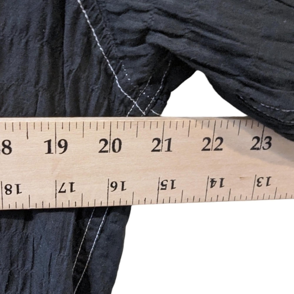American Colors Alex Lehr Black Crinkle Organic Cotton Lagenlook Shirt (XL) - Picture 5 of 6